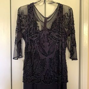 Pisarro Nights navy Mesh beaded dress